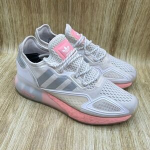 Adidas ZX 2K Boost Women's Size 9.5 White Glow Pink Grey Shoes Sneakers FY2013